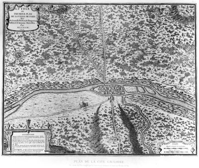 Lutetia oder der erste Plan von Paris, nach Caesar, Strabo, Kaiser Julian und Ammianus Marcellinus, 1705 von French School